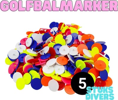 Golfbal Marker Set – 5 Stuks – Diverse Kleuren – Handige Golf Markers voor op de Green – Putten & Putterslijn - Ball marker - Greenmarker - Lichtgewicht & Duurzaam - Golfaccesoires