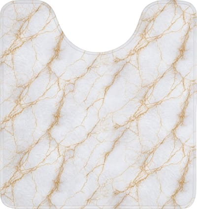 WC mat met uitsparing 55x60 cm - Antislip - Wit - Goud - Marmer - Aders - Toiletmat met uitsnijding - Vloermat - Douchemat - Toilet tapijt - Toiletmatten