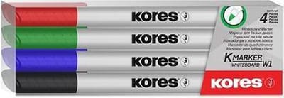 Kores whiteboard markers W1, ronde punt 1mm, etui 4 stuks