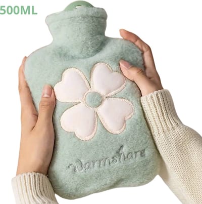 Nivard Warmtekruik - Warmtekussen - Warmwaterkruik - Kruik - Met Hoes - Warmwaterzak - Knuffel - Bag - Groen - 500ML