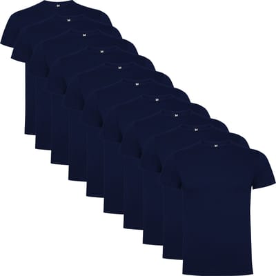10 Pack Premium Unisex T-Shirts 100% katoen Ronde hals Donker Blauw Maat L