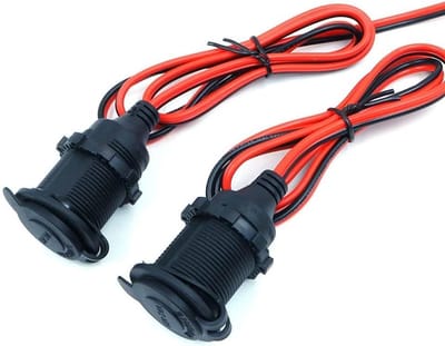Allecto Plus - Waterdichte Marine Grade Sigarettenaansteker Socket 12V/24V DC met Oogjes Terminals en 2 STKS Batterijkabels