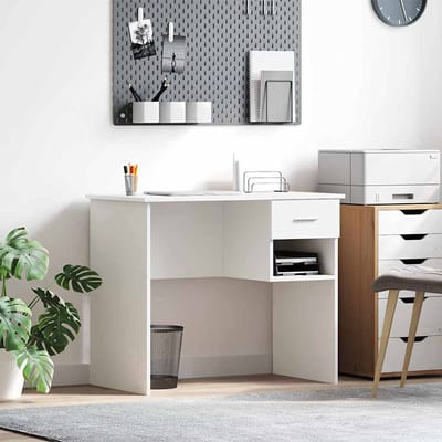 vidaXL - Bureau - Wit - 90 - x - 49 - x - 75 - cm - Bewerkt - hout