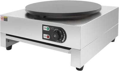 Elektrische Pannenkoekenmaker - Crêpe Plaat - Snelle Maaltijden - Non-stick Coating - 40 cm Diameter - Zilver Zwart