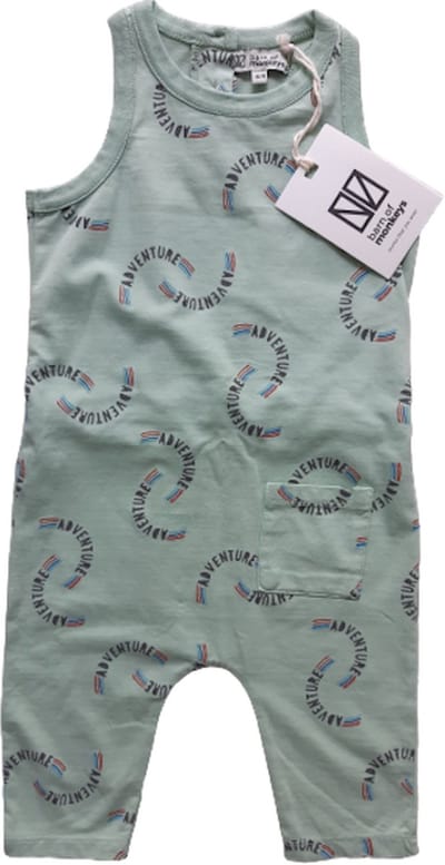 Jumpsuit zonder mouwen maat 6/9 maanden 100% organisch katoen mint