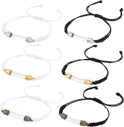Glazen flacon armband met verstelbare container - transparante tube herdenkingsarmband - doe-het-zelf sieraden voor mannen en vrouwen - set van 6.