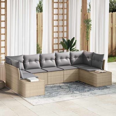vidaXL Tuin Sofa Set 7 st Beige poly rattan