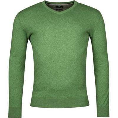 Baileys Trui Uni Color Cotton V-Neck Single Knit Grasgroen / male