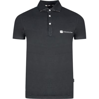 Aquascutum Aldis Crest bloklogo zwart poloshirt