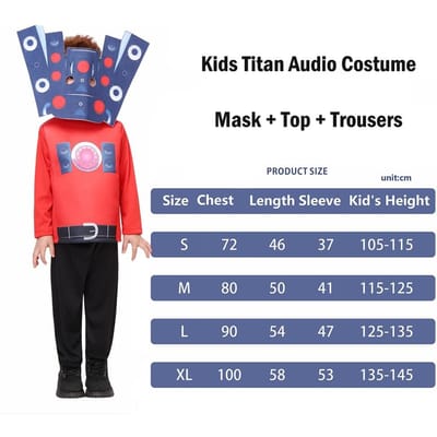 Kind TV Spreker Man Cosplay Kostuum Jumpsuit Halloween Verkleed Titan Skibidi Toilet Kostuum voor Kinderen XL (135-145cm) red