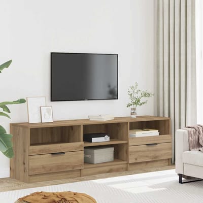 vidaXL - Tv-meubel - 150x33,5x45 - cm - bewerkt - hout - artisanaal - eikenkleur