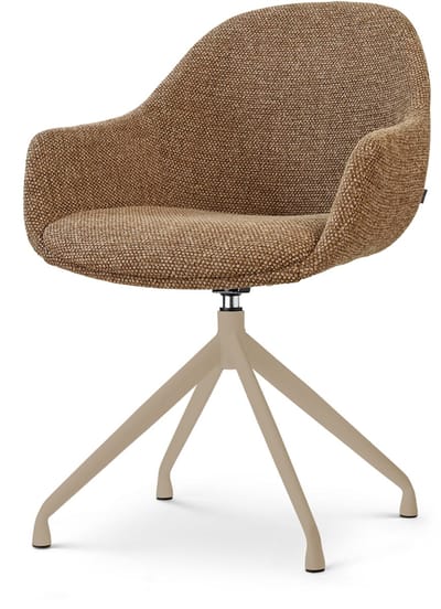Nolon Nola-Mae Draaibare Eetkamerstoel Bruin Blend - Beige Onderstel - Comfortabel - Scandinavisch - Stoffen - Armstoel