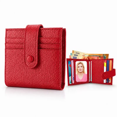 Luxamore® Dames Portemonnee Leer Rood – RFID Creditcardhouder – Compact en Ultradun – 9 Pasjes – Muntvak met Rits