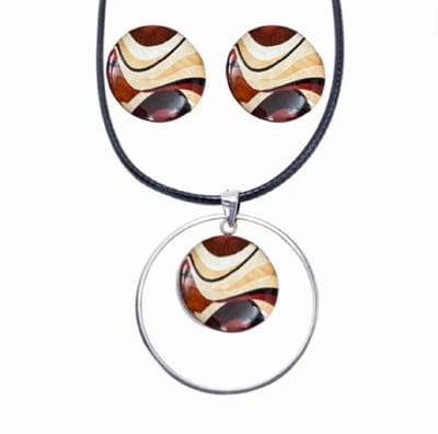 2-Delige- Janice- ketting - Clip oorbellen -bruin - Charme Bijoux