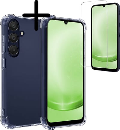 Hoesje Met Screenprotector - Geschikt voor Samsung Galaxy A25 - Sterk & Shockproof - Siliconen Case - Back Cover - Telefoon Hoes - Shock Proof - Transparant