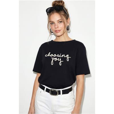 Dames Katoenen Bootnek Bedrukt T-shirt