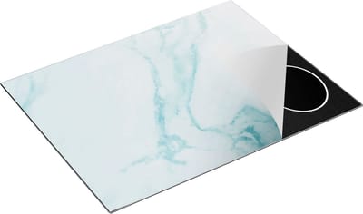 Chefcare Inductie Beschermer Lichtblauwe Marmer - Blauw - 77x59 cm - Afdekplaat Inductie - Kookplaat Beschermer - Inductie Mat