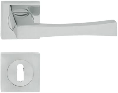 Domino® Deurkrukgarnituur LOGO QR M6 - Chroom gespoten - BB- gladde sleutel met Vierkant Rozette - Deurbeslag van aluminium - Deurklink voor kamerdeur, kantoordeur, kelderdeur en binnendeur