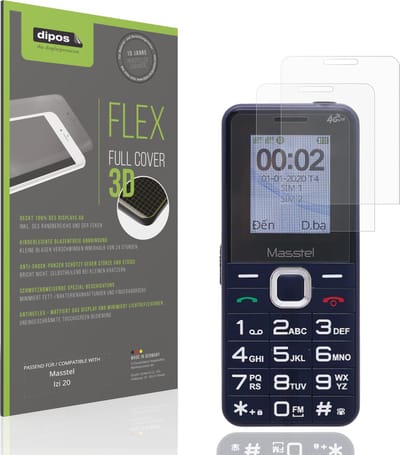 dipos FLEX – 2x Matte Screenprotector geschikt voor Masstel Izi 20 | Volledige Schermbescherming | Case-Friendly
