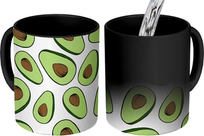 Magische Mok - Foto op Warmte Mokken - Koffiemok - Avocado - Patronen - Pastel - Magic Mok - Beker - 350 ML - Theemok