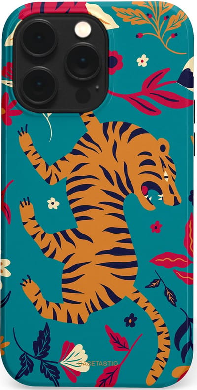 Casetastic Hoesje Geschikt voor Apple iPhone 14 Pro Max Magsafe - Stijlvolle Beschermende Duo-layer Case - Gouden brul