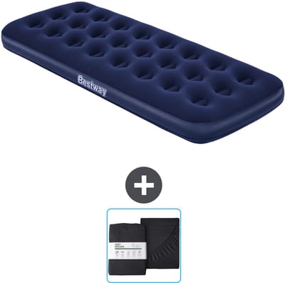 Bestway luchtbed - 1-Persoons - 76 x 185 x 22 cm - Blauw - Inclusief en Hoeslaken