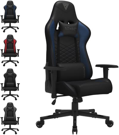 SENSE7 Spellcaster - Gamingstoel - Belastbaar tot 150 kg - Eco-leer & Comfortabel - Bureaustoel - Ergonomische Stoel - Max. 185 cm - Zwart
