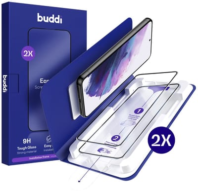 2-Pack Screenprotector Geschikt voor Samsung Galaxy S21 - Buddi Easy Fit Tempered Glass met Installatietray - 9H+ Gehard Glas - Case Friendly Glasplaatje - Eenvoudige montage