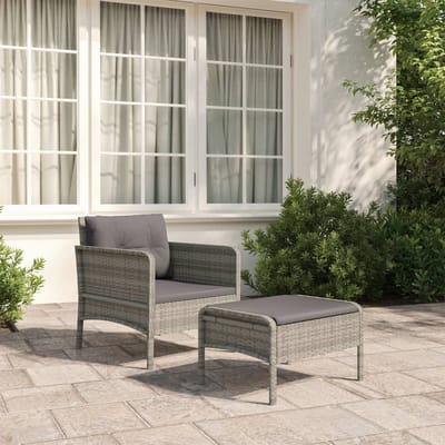 vidaXL - 2-delige - Loungeset - met - kussens - poly - rattan - grijs