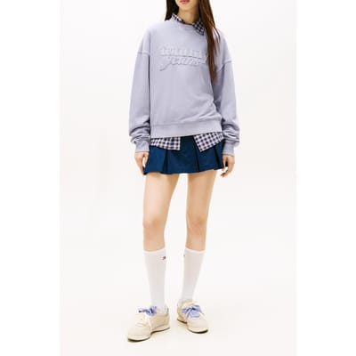 Tommy Hilfiger Logo Appliqué Washed Boxy Sweatshirt Periwinkle Dusk Taglia: M | Maglioni a maglia Outlet | Donna | Blu