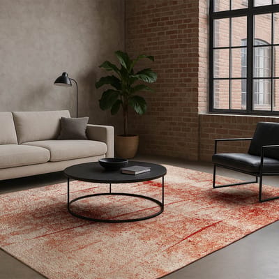 Binnen & Buiten Vloerkleed - 80 x 150 cm - Lola&Moi Dorsoduro Red Ochre - Laagpolig Tapijt - Gerecycled PET - Made in Belgium - Circulair