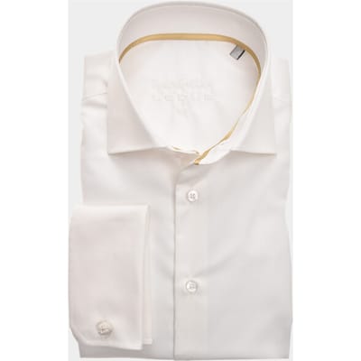 Ledub modern fit overhemd - dubbele manchet - beige twill - Strijkvrij - Boordmaat: 41 (EU maat: L)