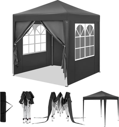 Tuinpaviljoen - Buitenluifel - Zonnescherm - UV-bescherming - 2m x 2m x 2,4m - Metalen frame - 210D Oxford-stof