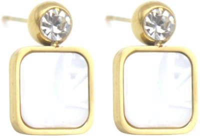 Oorbellen - oorstekers - oorhangers - goudkleurig - staal - bling - steentjes - chique - feest - hip - tijdloos - cadeau - vrouwen - dames
