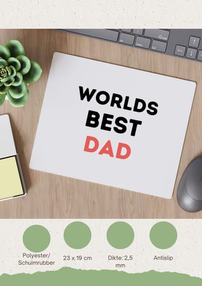 Akyol - worlds best dad Muismat - Papa - de beste vader - vader cadeautjes - vaderdag - verjaardagscadeau - verjaardag - cadeau - geschenk - kado - gift - vader artikelen - 23 bij 19 cm