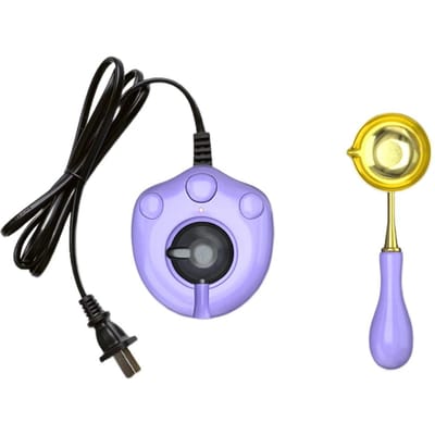 Kat Poot Elektrische Verzegelingswasoven DIY Stempel Set Lak Kachel Met Houten Handvat Lepel Smeltoven Verwarmer Wasparel Staaf black