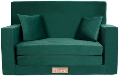 Flumi opvouwbare mini kindersofa – zachte kinderbank met uitklapfunctie en afneembare hoes, groen