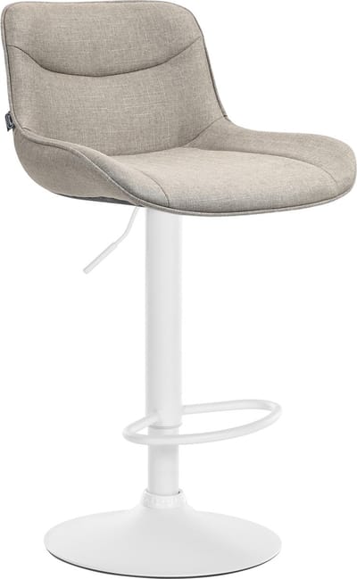 CLP Vonore Barkruk - Met rugleuning - Met voetensteun - Verstelbaar - Metalen frame - Stof - wit/taupe