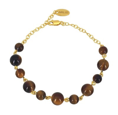 ARLIZI 2276 Armband tijgeroog kralen - verguld - 20 cm