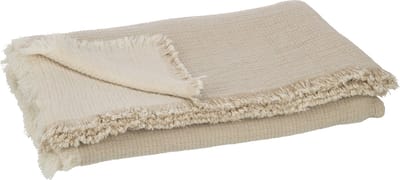 J-Line plaid Franjes Mousseline - katoen - donkerbeige - 130 x 180 cm