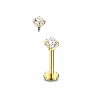 Aramat Jewels | Piercings | Tragus Helix Piercing – Goudkleur – AB Zirkonia | | | |3mm | Staal | Volwassenen | Verkleurd niet