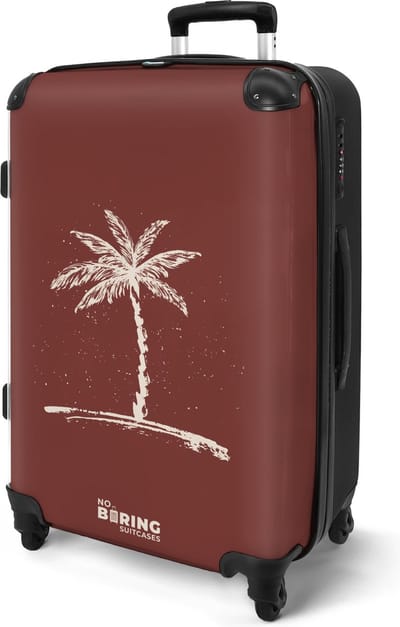 NoBoringSuitcases.com® - Koffer groot - Rolkoffer lichtgewicht - Rood met witte palmboom - Reistrolley - Reiskoffer met 4 wielen - Large suitcase - Grote trolley XL - 20 kg bagage - Valiezen middelgroot