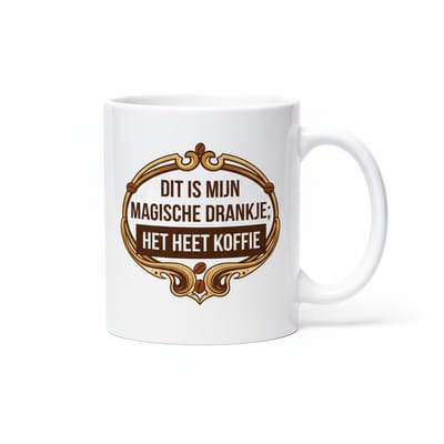 “Dit is mijn magische drankje, het heet koffie” Mok 330 ml – Grappige Koffie Tekst Mok – Cadeau voor Koffieliefhebbers
