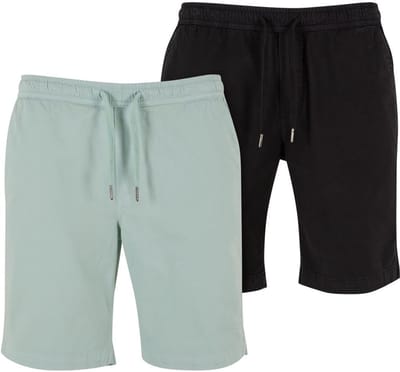 Urban Classics - Stretch Twill Joggshorts 2-Pack Korte broek - L - Mintgroen/Zwart
