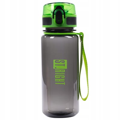 St.Right Bidon 500ml Zwart-Groen, BPA-Vrij, Lekvrij