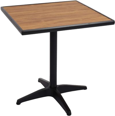 Tuintafel MCW-J95, balkontafel bistrotafel, gastronomie outdoor coating aluminium hout look ~ zwart, teak bruin