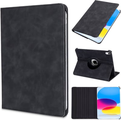 Casemania Hoes Geschikt voor Apple iPad 2025 (A16) & 2022 10e Gen - Charcoal Gray - Draaibare Tablet Book Cover