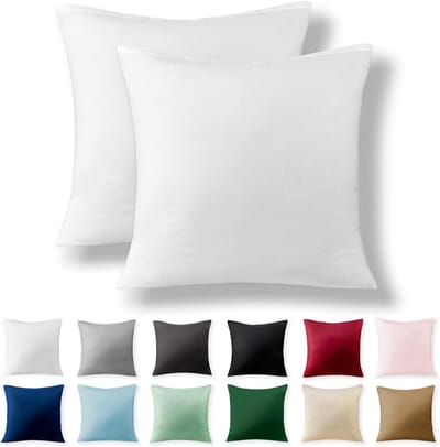 SnelShoppen - Set van 2 Alreya kussenslopen 40 x 40 cm, 100% katoen, superzacht met ritssluiting, witte kussenhoes voor hoofdkussen, ideaal voor slaap