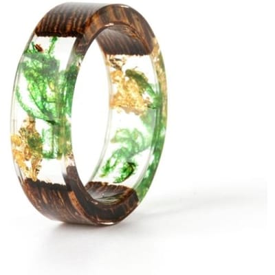 Bague en résine de bois Bague en résine époxy transparente Mode Bijoux de mariage à la main en fleurs séchées Bague d'amour pour femmes Nouveau design 11 beige