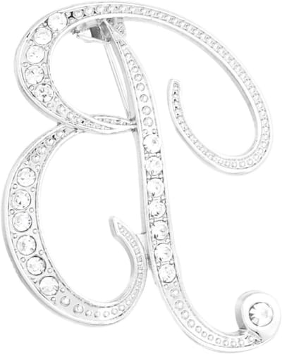 Letter Broches - Initial Speld - Kleding Versieren - Metaal Kristal - 9x6x1.5 cm - Zilverkleurig